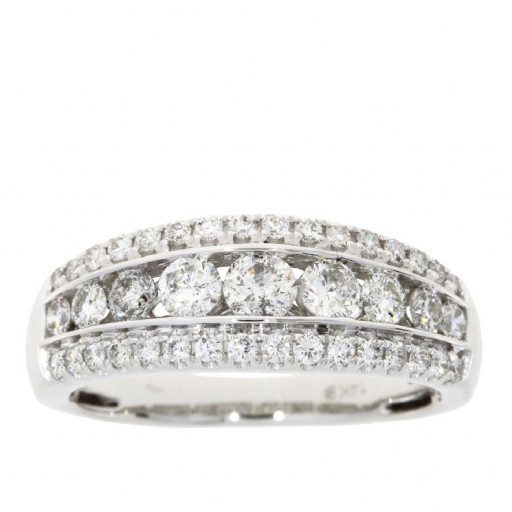 Cartier Style Multi Row Diamond Ring in 14K White Gold 1.50 TDW