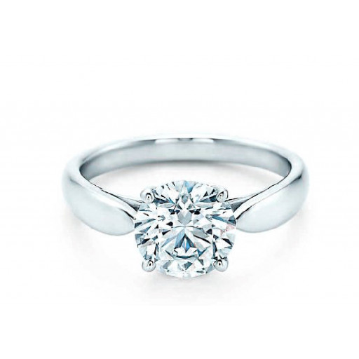 Tiffany Style Ladies Engagement Ring in Italian Sterling Silver With Round Brilliant Cut Swarovski Cubic Zirconia