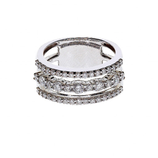 Past, Present & Future Multi Row Diamond Ring in 14K White Gold 1.50 TDW