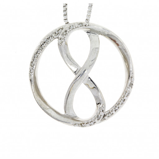 Tiffany Style Diamond Circle of Love Infinity Pendant in Italian Sterling Silver .10 TDW