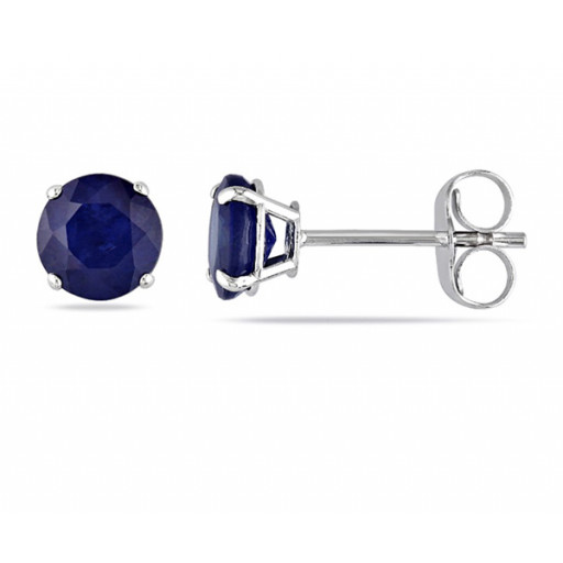 Round Brilliant Cut Blue Sapphire Studs