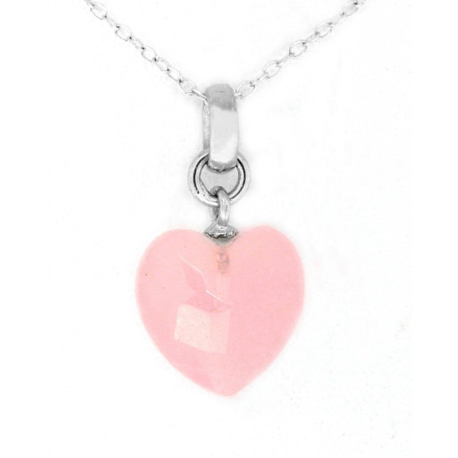12 MM Rose Quartz Heart Shape Pendant in Italian Sterling Silver