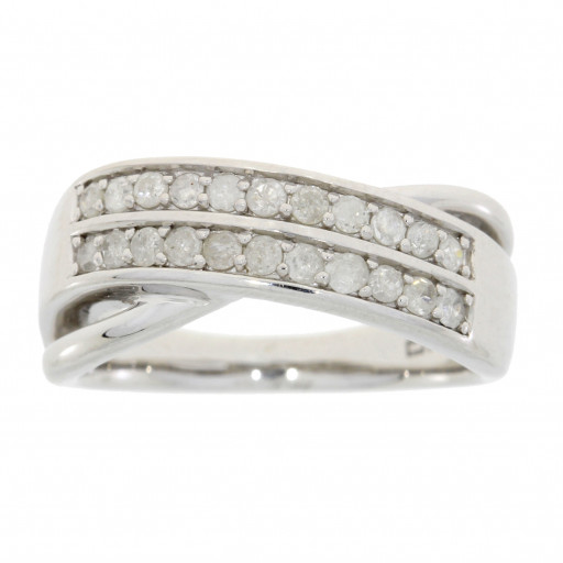 Cartier Style Crossover Diamond Ring in Italian Sterling Silver .75 TDW
