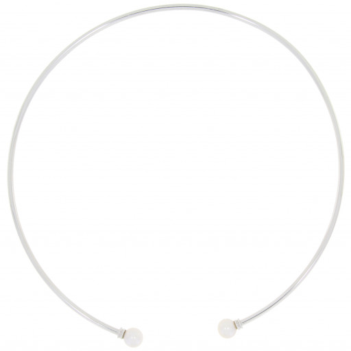 Mikimoto Style Freshwater Cultured Pearl Choker Necklace in Italian Sterling Silver