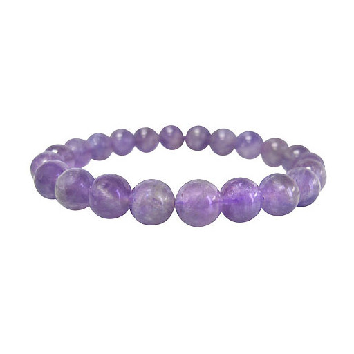 Round Lavender Amethyst Bracelet Fully Adjustable to Wrist With Elastic