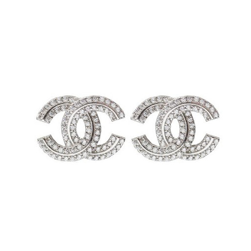 Chanel Inspired Double Row Swarovski Cubic Zirconia Stud Earrings in  Italian Sterling Silver