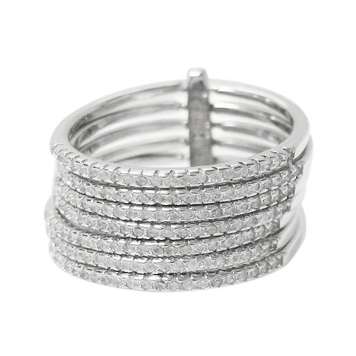 Cartier Style Seven Stack Ring WIth Swarovski Cubic ZIrconia in Italian Sterling Silver