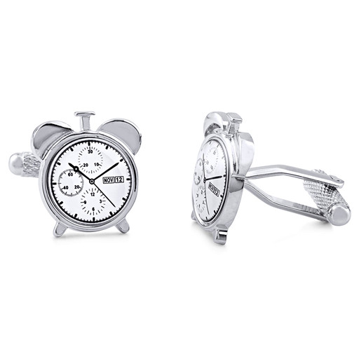 Cartier Inspired Clock Cufflinks in Italian Sterling Silver & Brass Finish