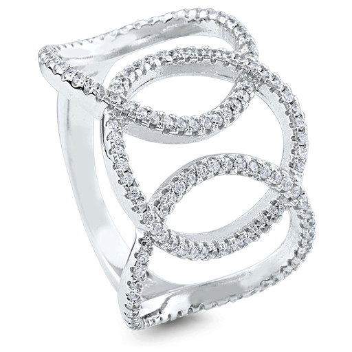 Cartier Style Interlocking Love Ring With Swarovski Cubic Zirconia in Italian Sterling Silver