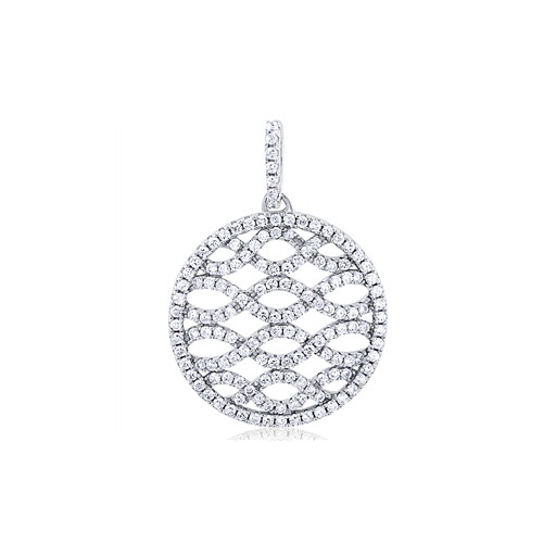 Cartier Style Wave Design Circle of Love Pendant With Swarovski Cubic Zirconia in Italian Sterling Silver