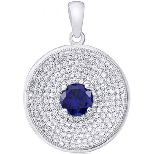 Cartier Style Multi Row Micro Pave' CIrcle of Love Concave Pendant With Swarovski Cubic Zirconia in Italian Sterling Silver
