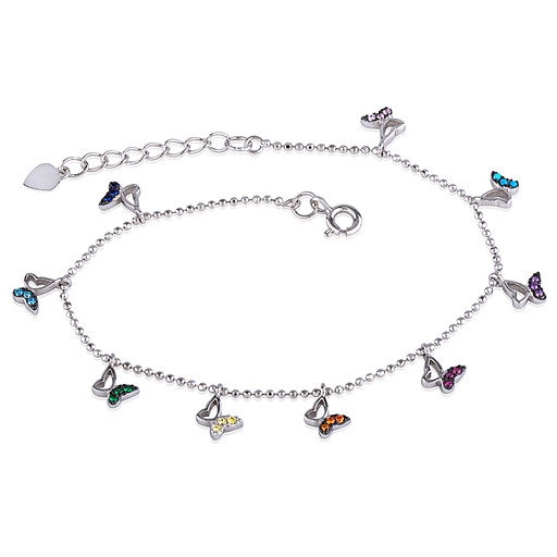 Tiffany Style Multi Coloured Butterfly Bracelet in Italian Sterling Silver