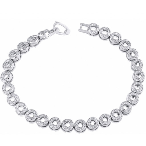 Cartier Style Circle of Love Tennis Bracelet With Swarovski Cubic Zirconia in Italian Sterling Silver