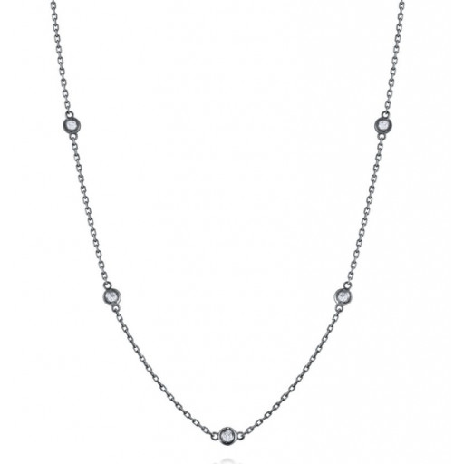 Tiffany Inspired Swarovski Cubic Zirconia By The Yard Necklace in Black Rhodium Plated Italian Sterling Silver