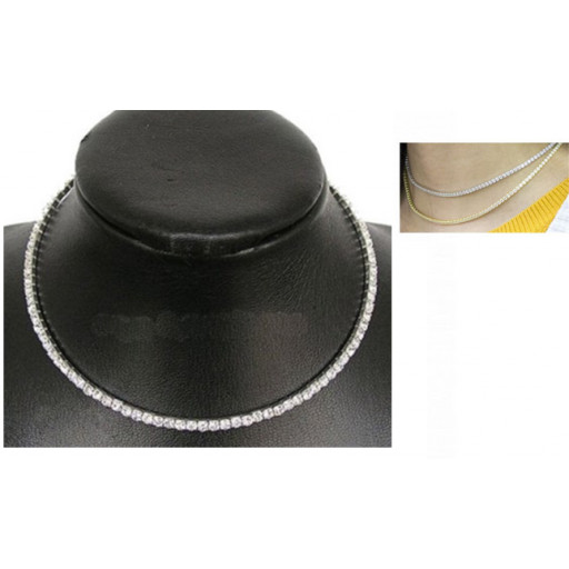 Tiffany Style Swarovski Cubic Zirconia Choker Tennis Necklace in Italian Sterling Silver