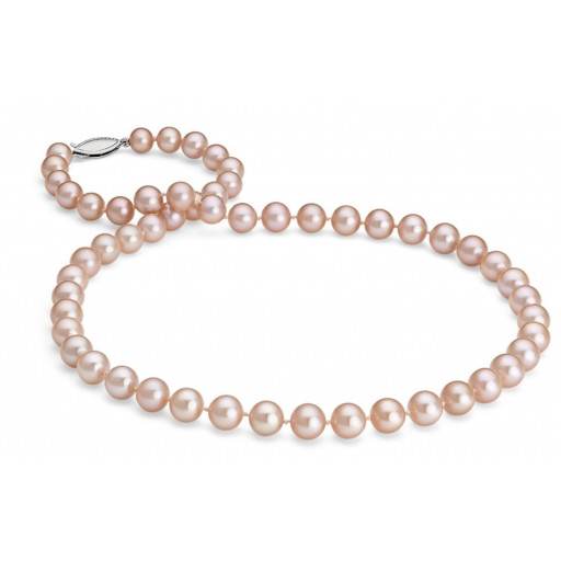 Mikomoto Style Pink Freshwater Cultured Pearls With Italian Sterling Silver Clasp