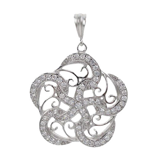 Vera Wang Inspired Floral Pendant With Swarovski Cubic Zirconia In Italian Sterling Silver