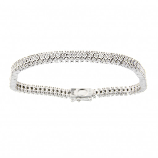 Tiffany Inspired Multi Row Diamond Tennis Bracelet in Italian Sterling Silver