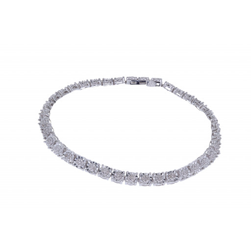 Tiffany Style Illusion Set Diamond Tennis Bracelet in White Gold Plated Sterling Silver .35 TDW