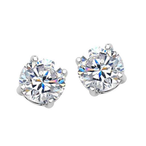 Swarovski Cubic Zirconia 6 MM Round Brilliant Cut Studs in Italian Sterling Silver