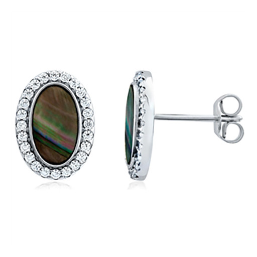 Tiffany Inspired Mother of Pearl Halo Earrings in Italian Sterling Silver
