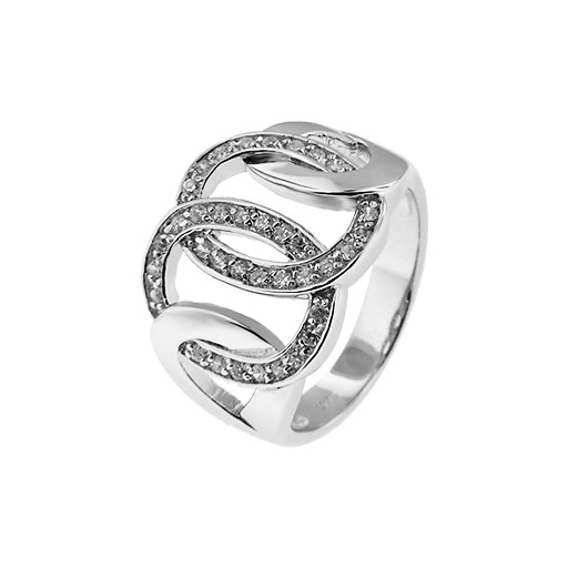 Chanel Inspired Loop Ring With Swarovski Cubic Zirconia in Italian Sterling Silver