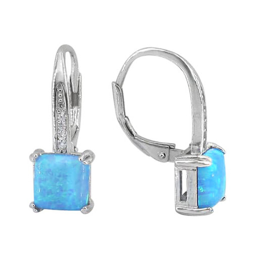 Tiffany Style Simulated Opal Drop Earrings With Lever Backs in Italian Sterling Silver