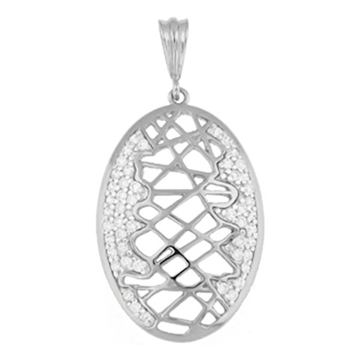 Abstract High Polish Pendant With Swarovski Cubic Zirconia in Italian Sterling Silver