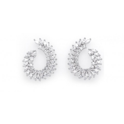 Cartier Inspired Twist Earrings With Marquise & Round Brilliant Cut Swarovski Cubic Zirconia in Italian Sterling Silver