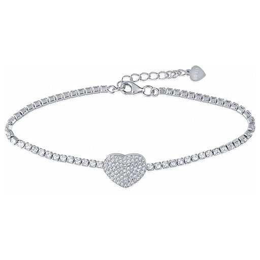 Tiffany Inspired Heart in Centre Bracelet With White Topaz in Italian Sterling Silver