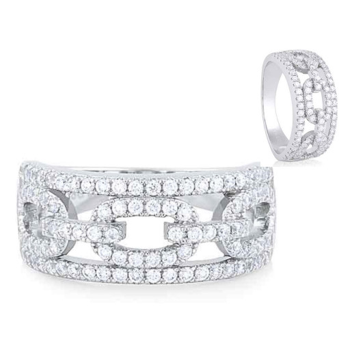 Chanel Inspired Multi Row Ring With Swarovski Cubic Zirconia in Italian Sterling Silver