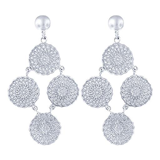 Roberto Coin Inspired Circles of Love Chandelier Earrings With Matte Finish in Italian Sterling Silver