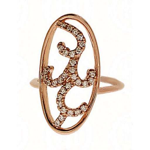 Floral Ring With Swarovski Cubic Zirconia in Rose Gold Plated Italian Sterling Silver