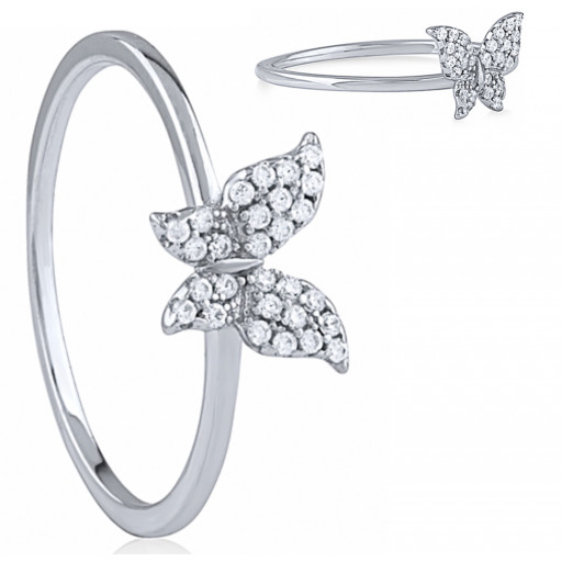 Van Cleef Inspired Butterfly Ring With Swarovski Cubic Zirconia in Italian Sterling Silver