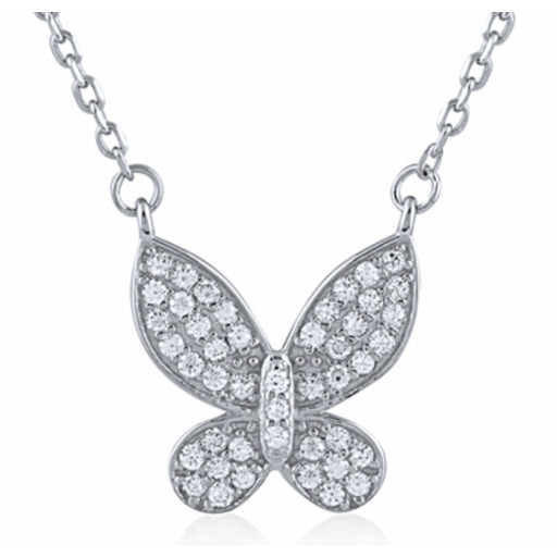 Van Cleef Inspired Butterfly NecklaceWith Swarovski Cubic Zirconia in Italian Sterling Silver