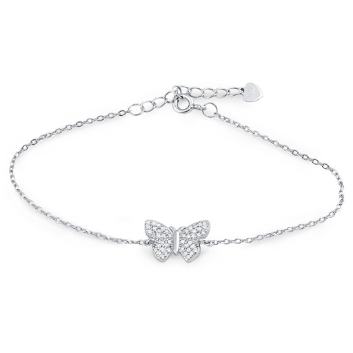 Van Cleef Inspired Butterfly Bracelet With Swarovski Cubic Zirconia in Italian Sterling Silver