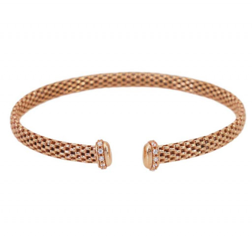 David Yurman Inspired Mesh Open On Top Bangle in Rose Gold Plated Italian Sterling Silver