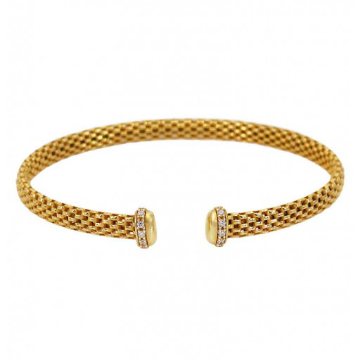David Yurman Inspired Mesh Open On Top Bangle in Yellow Gold Plated Italian Sterling Silver