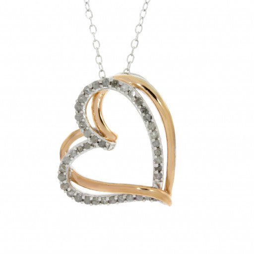 Tiffany Inspired Interlocking Diamond Heart Pendant in Rose Gold &  Italian Sterling Silver