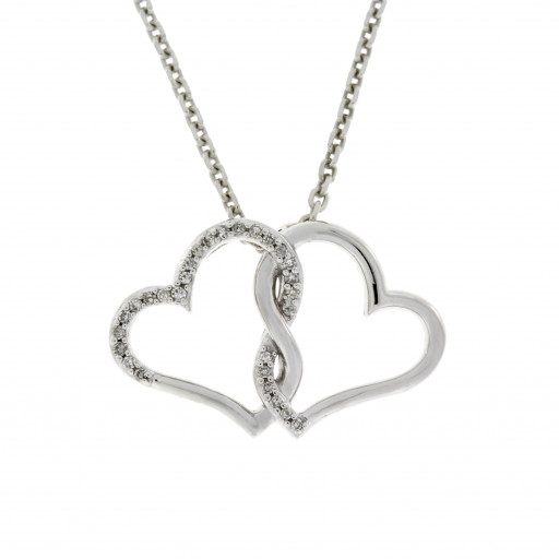 Tiffany Inspired Interlocking Diamond Heart Pendant in Italian Sterling Silver