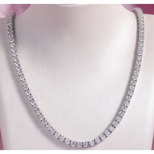 Harry Winston Inspired Claw Set Tennis Necklace With 6MM Swarovski Cubic Zirconia in Italian Sterling Silver