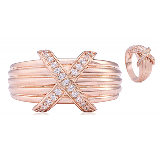 Cartier Inspired Infinity Design Ring in Rose Gold Plated Italian Sterling Silver