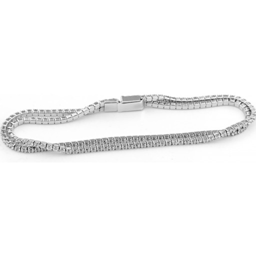 Cartier Inspired Double Row Swarovski Cubic Zirconia Bracelet in Italian Sterling Silver