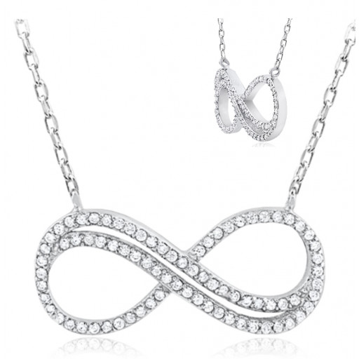 Infinity Design Ladies Necklace With Swarovski Cubic Zirconia in Italian Sterling Silver