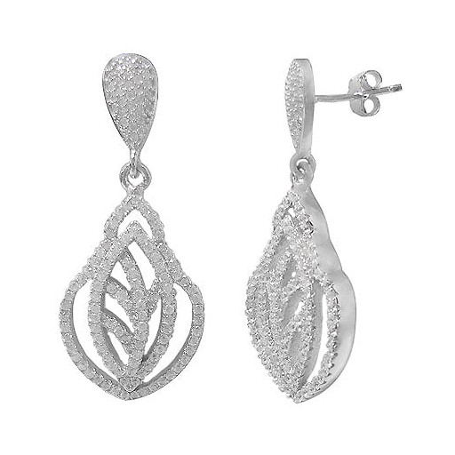 Tiffany Style Dangle Earrings With Swarovski Cubic Zirconia in Italian Sterling Silver