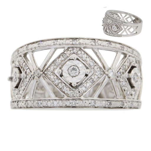 Tacori Inspired Ladies Diamond Ring in 10K White Gold .40 TDW