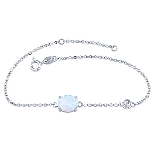 Oval Opal Slimline Bracelet in Italian Sterling Silver