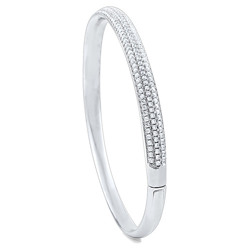 Cartier Inspired Multi Row Bangle With Swarovski Cubic Zirconia in Italian Sterling Silver