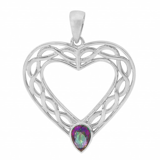 Teardrop Mystic Topaz Heart Pendant in Italian Sterling Silver