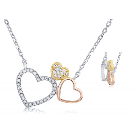 Tiffany Inspired Multi Heart Necklace With Swarovski Cubic Zirconia in Italian Sterling Silver